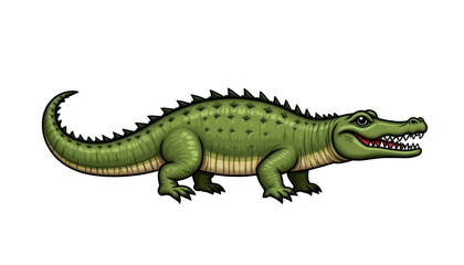 Fototapeta premium Smiling cartoon crocodile with wide open mouth, a fun and playful illustration