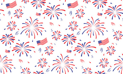 USA fireworks . United states of america independence day fireworks. Red, blue fireworks for 4th of July. isolated on white. vector illustration