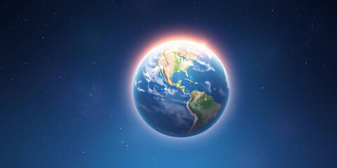 Fototapeta premium Digital illustration of Earth set against a backdrop of a star-filled universe