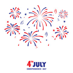 USA fireworks . United states of america independence day fireworks. Red, blue fireworks for 4th of July. isolated on white. vector illustration