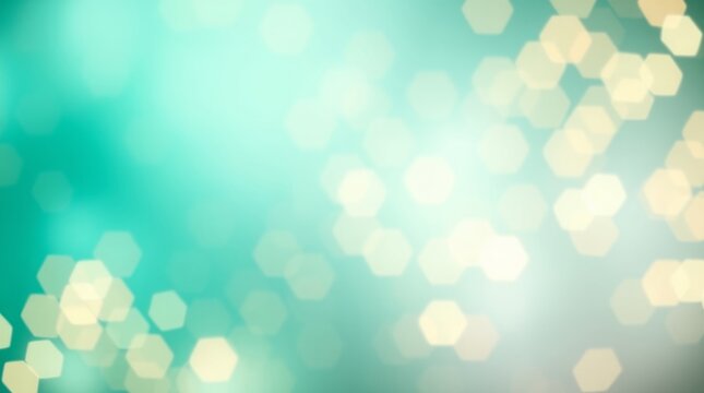 Teal Bokeh Background: An abstract image featuring a soft teal background adorned with delicate, hexagonal bokeh lights, creating a dreamy and ethereal atmosphere.