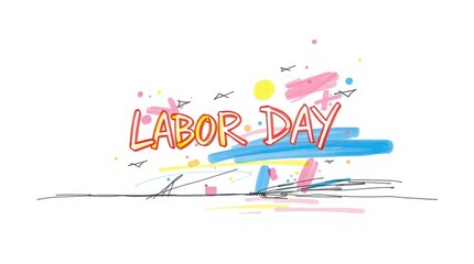 Labor Day: Celebrating with Joy: Expressive illustration embodies the joyous spirit of Labor Day, with vibrant colors, whimsical brushstrokes, and a touch of artistic flair