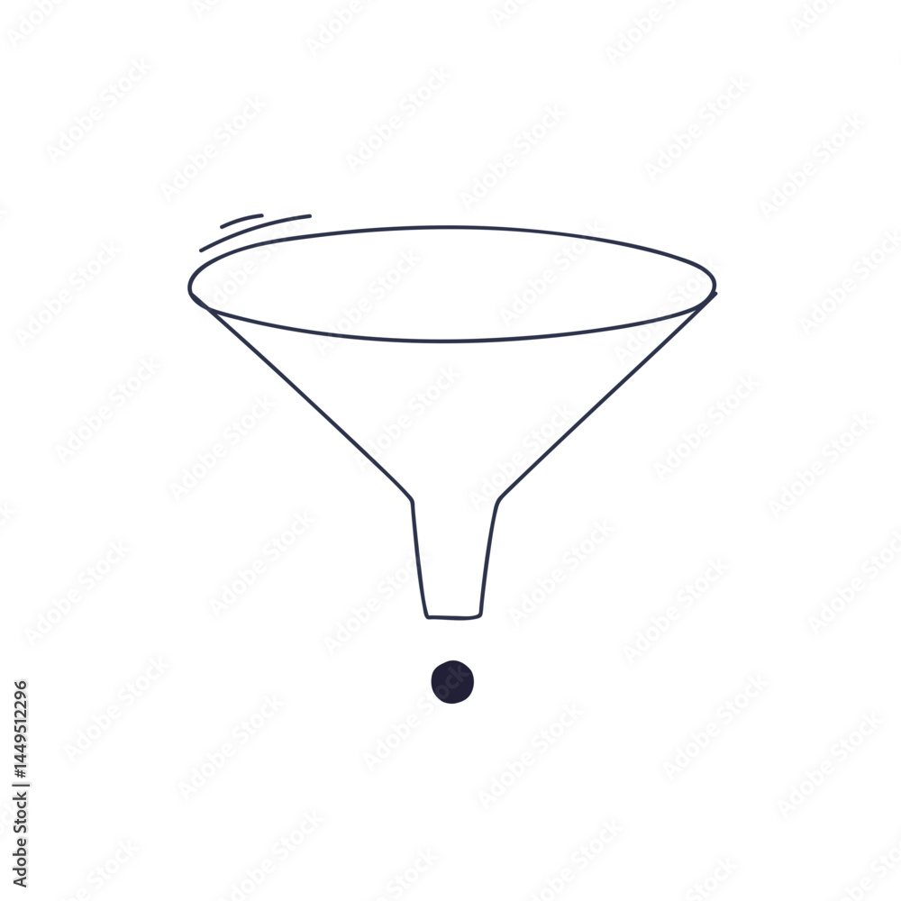 Poster a simple funnel shape with a small dot below, symbolizing focus or filtration.