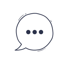 Minimalist speech bubble with dotted lines, symbolizing communication or conversation.