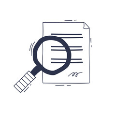 A magnifying glass over a document symbolizes scrutiny and analysis.