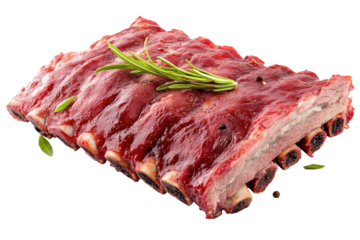 Succulent ribs glazed  seasoned on black background