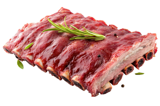 Succulent ribs glazed  seasoned on black background