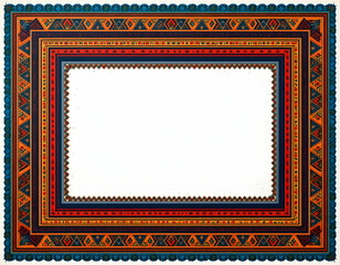 Colorful Geometric Pattern Frame Design with Tribal Elements