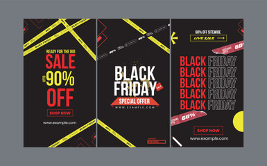 Modern sale banner set, Social Media Black Friday Banner Design vector