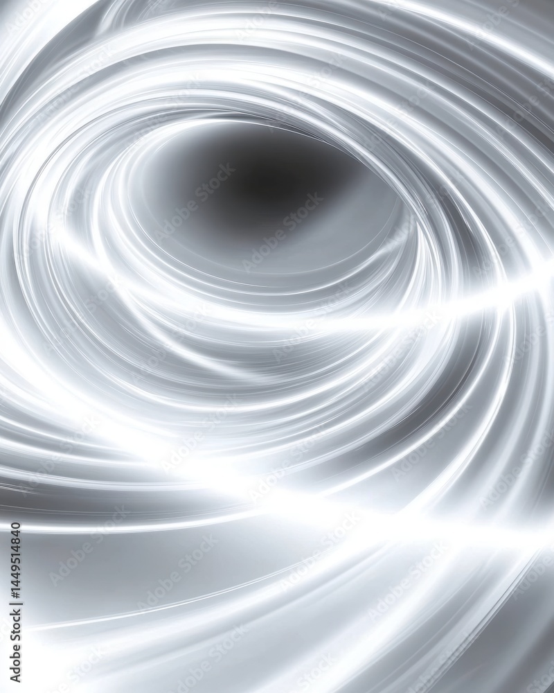 Poster abstract light swirls in silver and white tones creating a modern and futuristic design