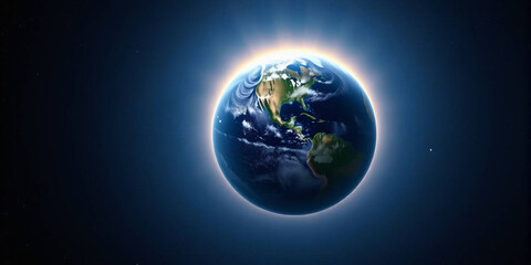 Fototapeta premium Digital illustration of Earth set against a backdrop of a star-filled universe