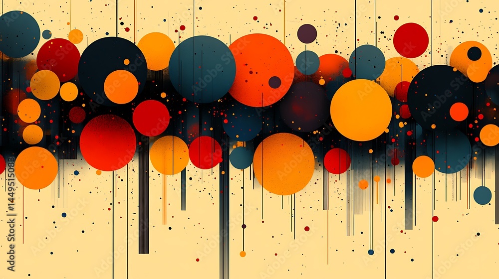 Poster geometric abstraction circles and lines design