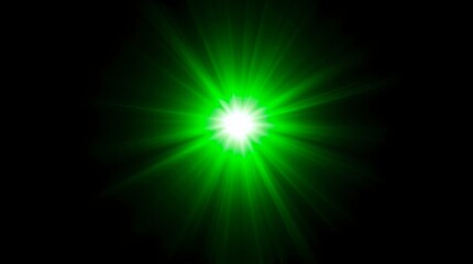 Fototapeta premium Luminous Green Burst: A radiant display of vibrant green light explodes against a dark backdrop, creating an ethereal glow and radiating energy and dynamic impact.