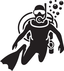 Black silhouette of scuba diver