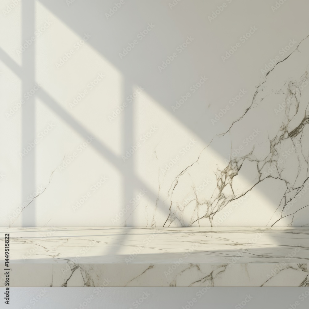 Leinwandbilder minimalist marble surface with window light for product display and presentation backdrop