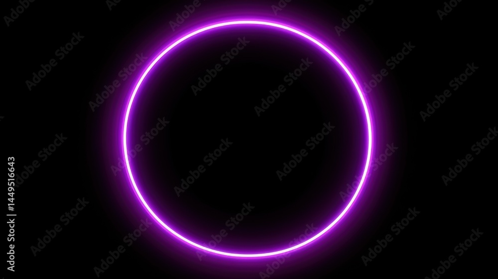 Poster elegant purple neon circle on black background for modern design and futuristic concepts