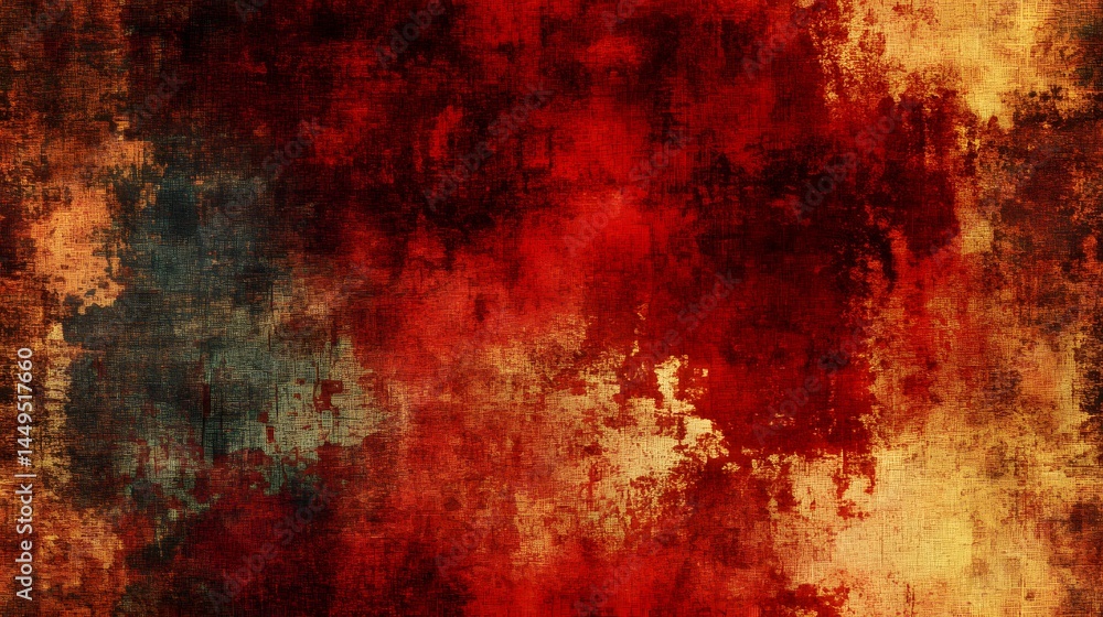 Poster abstract textured background with vibrant red and dark tones.