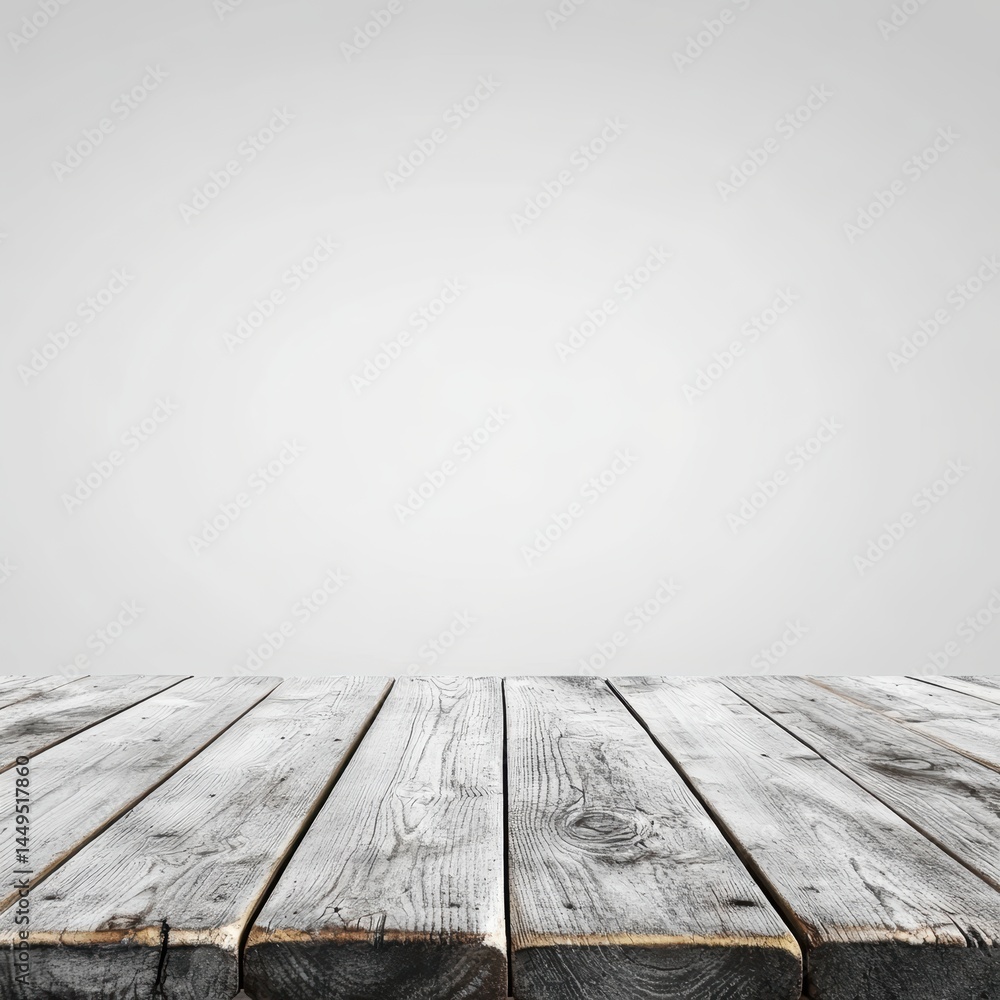 Poster rustic wooden planks surface against a plain backdrop for product display or presentation background