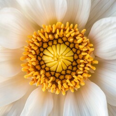 Beautiful white dahlia flower with a yellow center on an isolated background