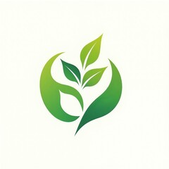 an image of a green leaf logo with a circle, there is a green leaf logo that is on a white background
