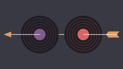 Vinyl records pierced by arrow