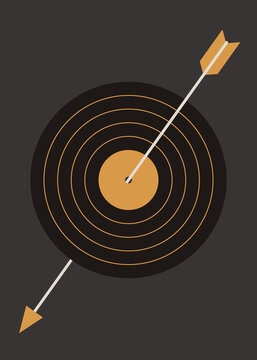 Vinyl record pierced by arrow