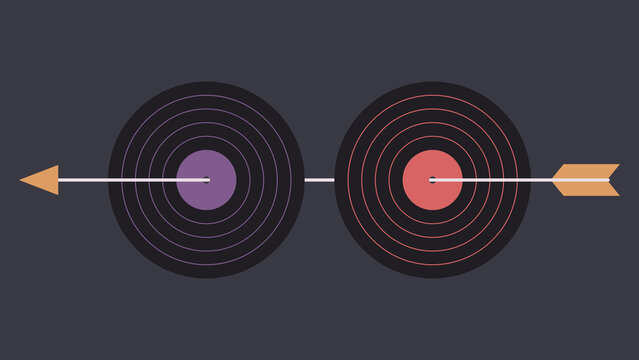 Naklejki Vinyl records pierced by arrow