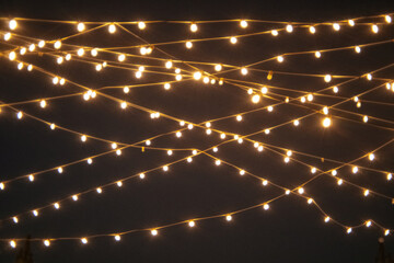 Outdoor Party Lights in Night Sky