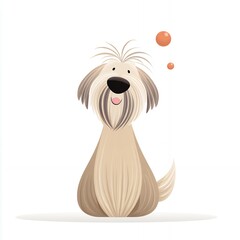 Naklejka premium Cute Cartoon Dog Illustration Sitting Against White Background