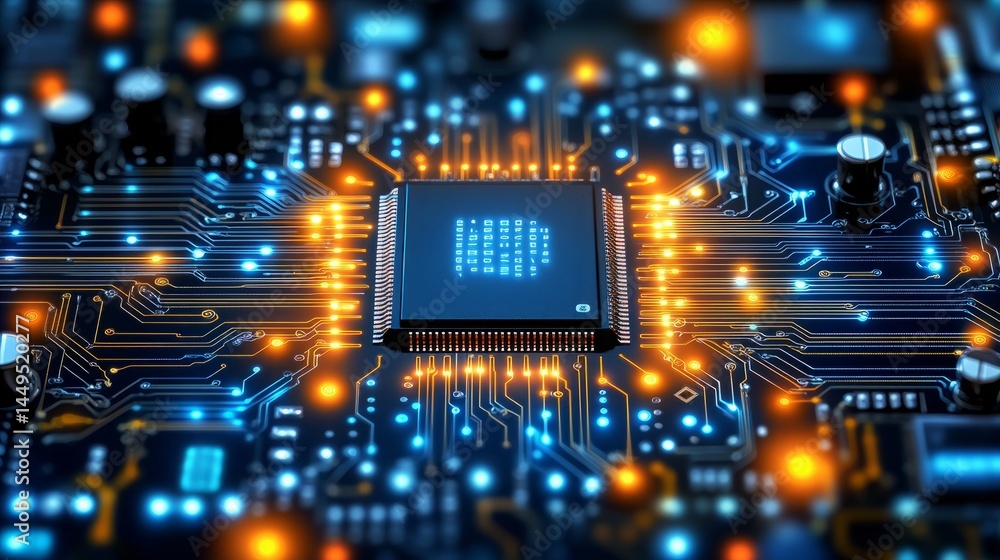 Poster central processing unit: a close-up shot of a central processing unit (cpu) set against a complex mo
