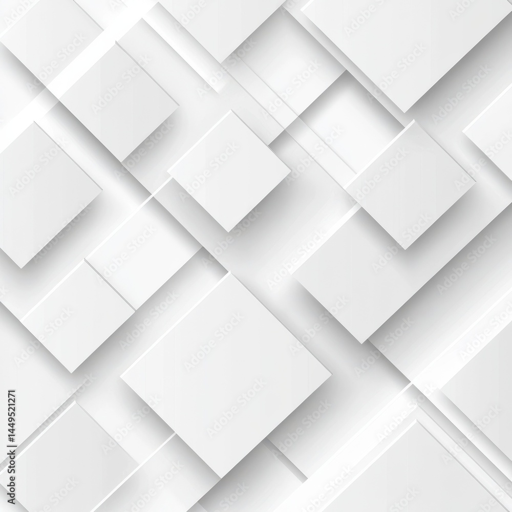 Aufkleber modern white and light grey square overlapped pattern on background with shadow. white background. m