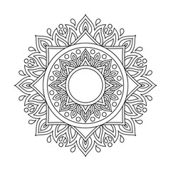 Traditional Spiral Petal Mandala Coloring Book Page