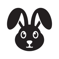 Black bunny face silhouette vector. Bunny head icon. Vector illustration eps 10