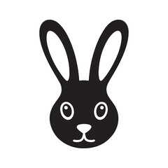 Black bunny face silhouette vector. Bunny head icon. Vector illustration eps 10