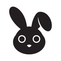 Black bunny face silhouette vector. Bunny head icon. Vector illustration eps 10