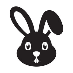 Black bunny face silhouette vector. Bunny head icon. Vector illustration eps 10