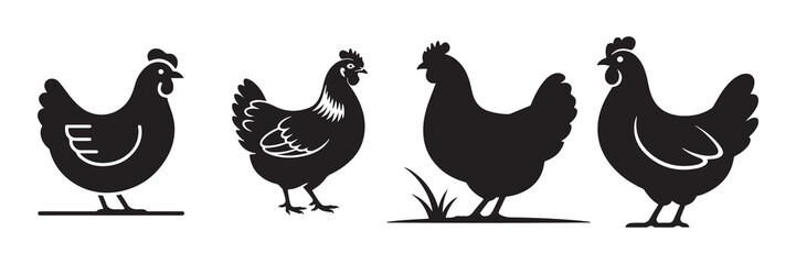 Cock and chicken silhouette vector illustration eps 10