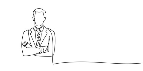 Single Line Art Male Professional. Folded Arms Authority Business Minimalist Graphic.