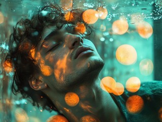 Man is in a pool with his head under water
