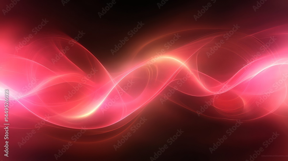 Poster dynamic luminescence: an abstract composition featuring swirling, luminous waves of vibrant red and 