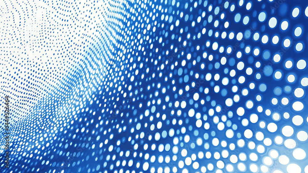 Poster abstract blue dotted pattern background with wavy gradient design showing modern futuristic style an