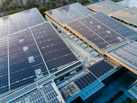 City Rooftop with Solar Panels and Urban Buildings