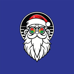 Groovy Santa Claus Logo With Blue Background