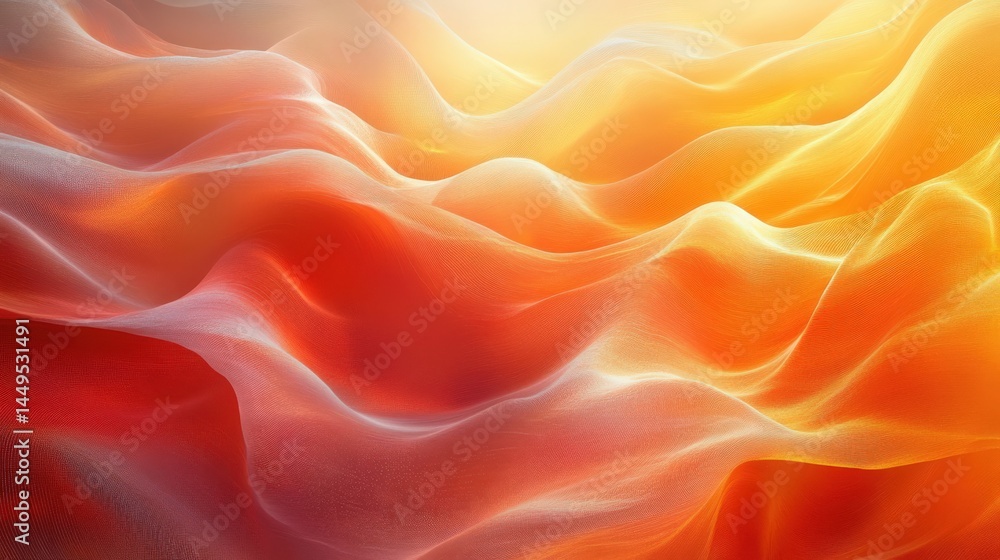 Poster abstract flowing waves in warm sunset tones create a calming backdrop
