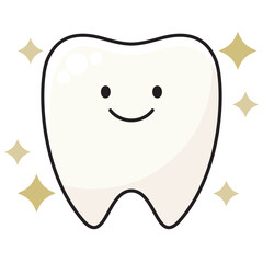 虫歯のない健康な歯のベクターイラスト