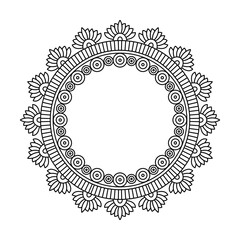 Dreamlike Spiral Bloom Mandala in Black and White Coloring Book Page