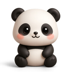 Naklejka premium Cute 3D Cartoon Panda Character with Kawaii Features and Simple Design