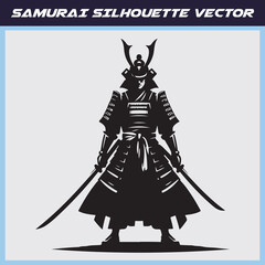 Samurai with Swords Silhouette Vector – Traditional Japanese Warrior Illustrations