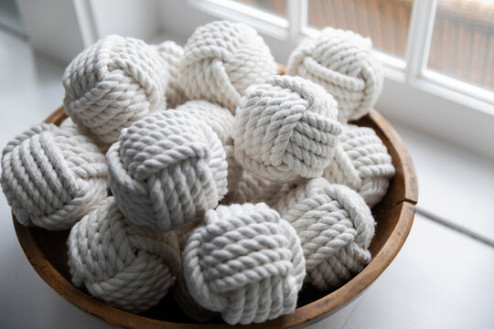 White Cotton Rope balls bowl