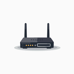 wifi router with antenna  black and white illustration